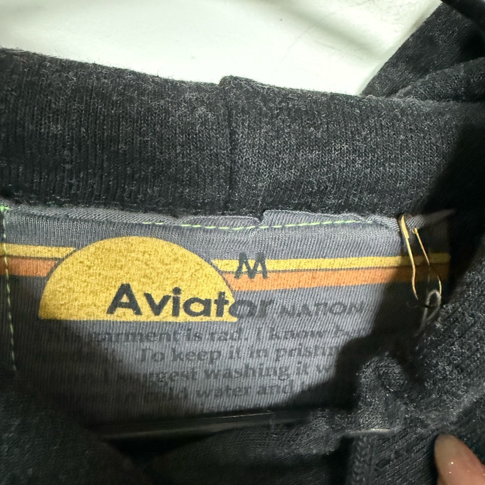 Crop Aviator Nation Black Hoodie with Yellow Smiley - Picture 5 of 6